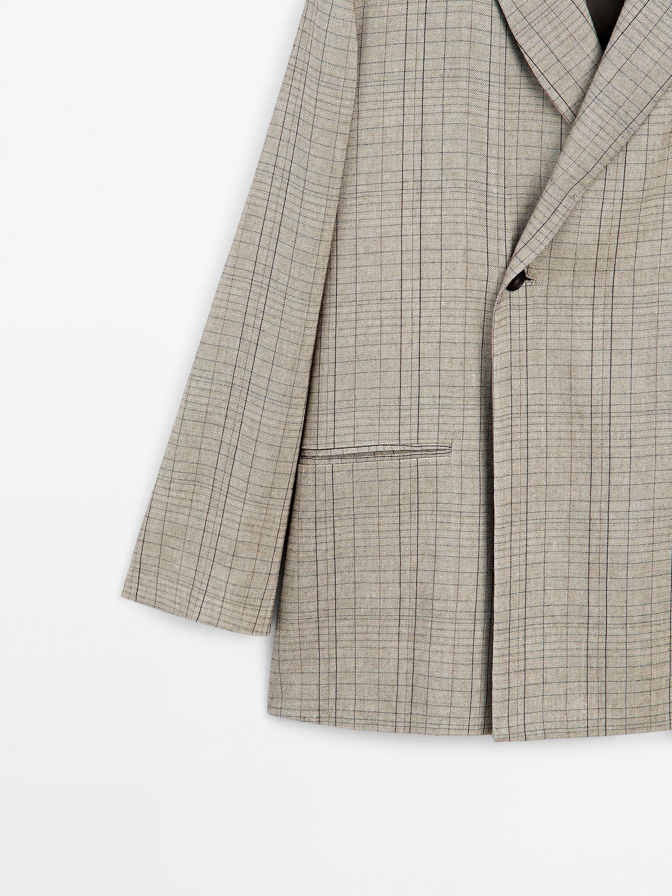 Check print shawl collar blazer